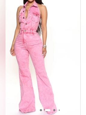 Fashion Nova Pink Boot Cut Jumpsuit